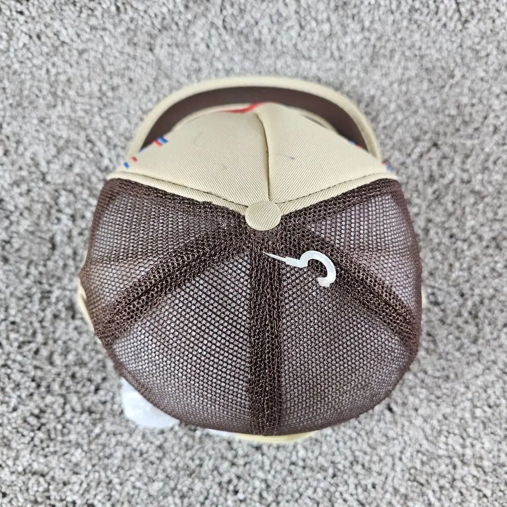 Vintage Datsun Trucker Hat Cap Snap Back 3 Stripe Mesh 280ZX Brown Tuner JDM 80s